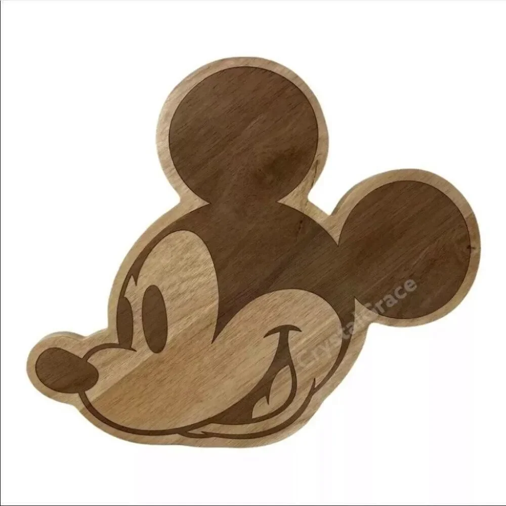 Disney‎ Cutting Board Mickey Mouse Laser-Cut Two-Tone Wood Cheese Ears Serving